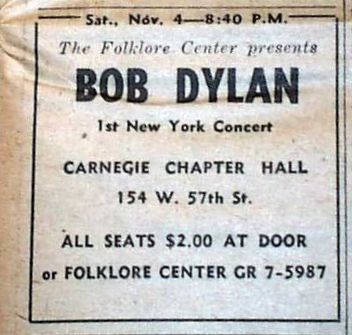 Philharmonic Hall, October 31, 1964 The Halloween Concert Bob Dylan Programme